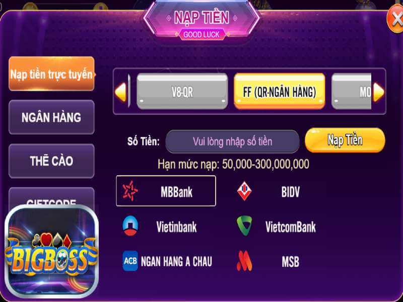 Bigboss Tổng Hợp Các Phương Thức Nạp Tiền Trực Tuyến Tại Cổng Game